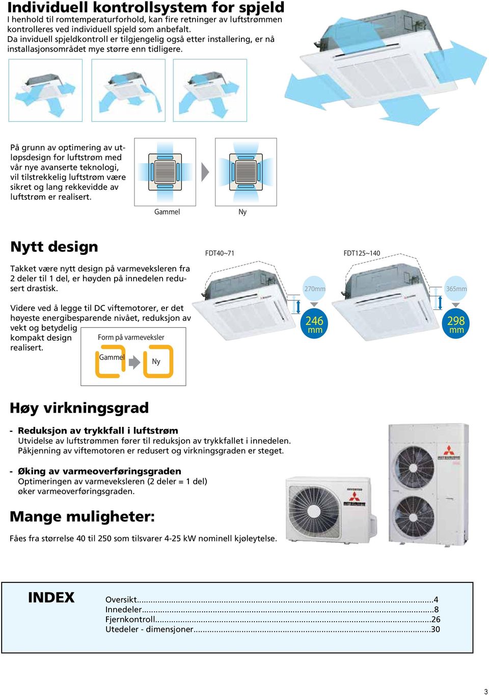 På grunn av optimering av utløpsdesign for luftstrøm med vår nye avanserte teknologi, vil tilstrekkelig luftstrøm være sikret og lang rekkevidde av luftstrøm er realisert.