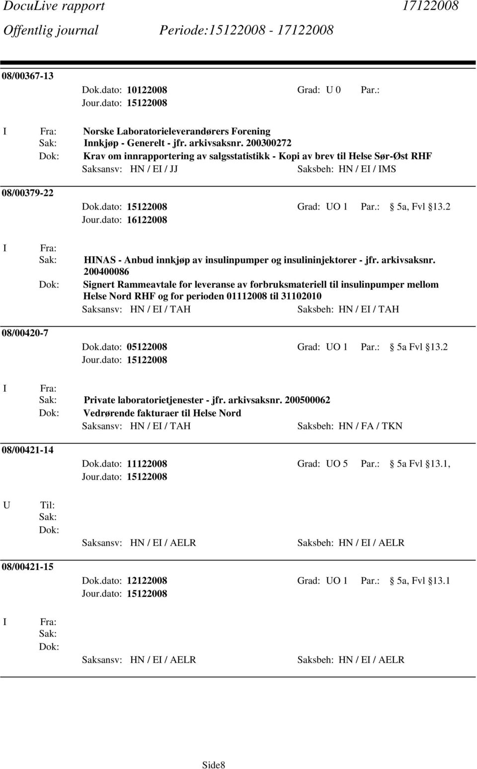 2 HNAS - Anbud innkjøp av insulinpumper og insulininjektorer - jfr. arkivsaksnr.