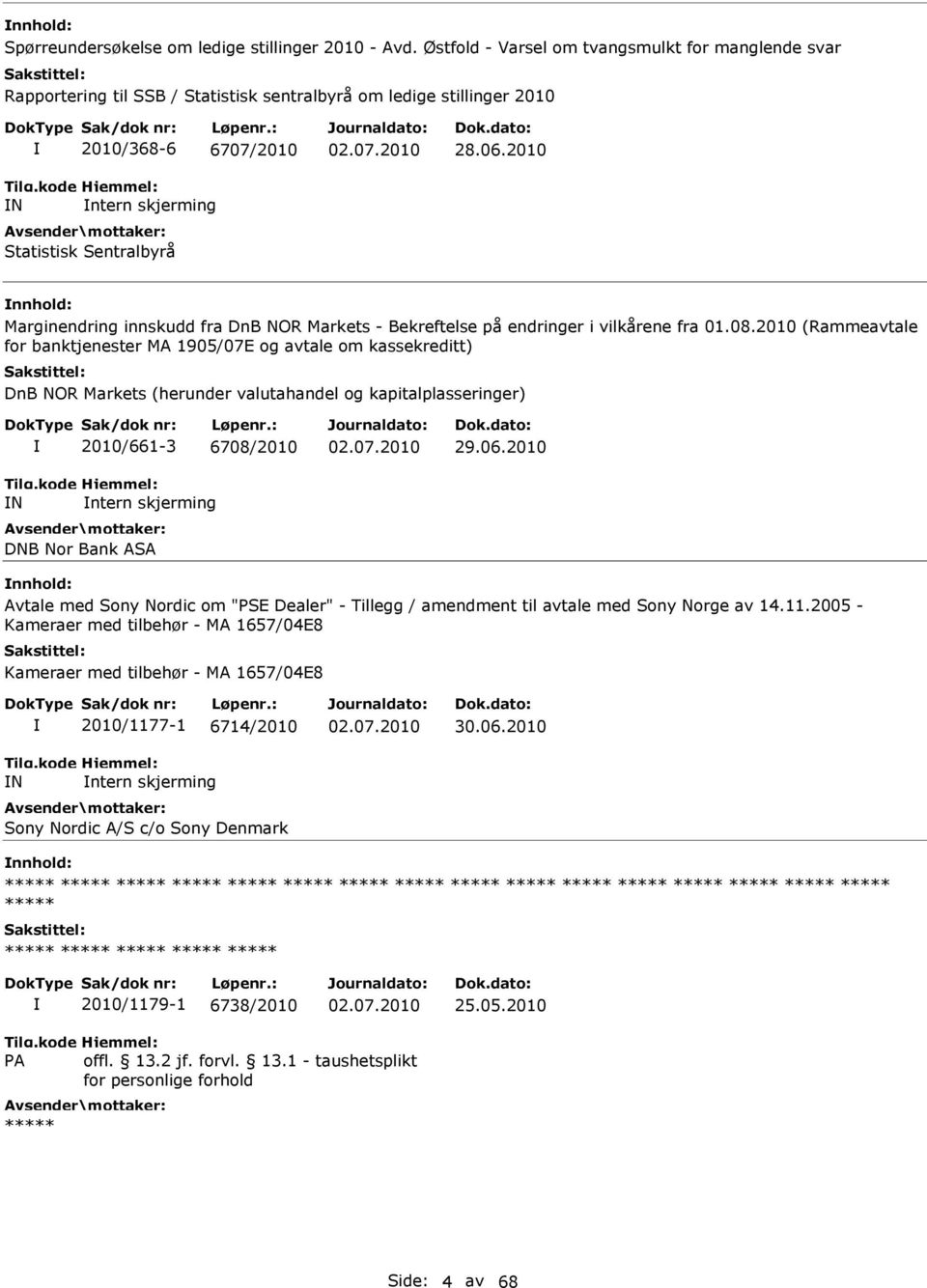 06.2010 Marginendring innskudd fra DnB NOR Markets - Bekreftelse på endringer i vilkårene fra 01.08.