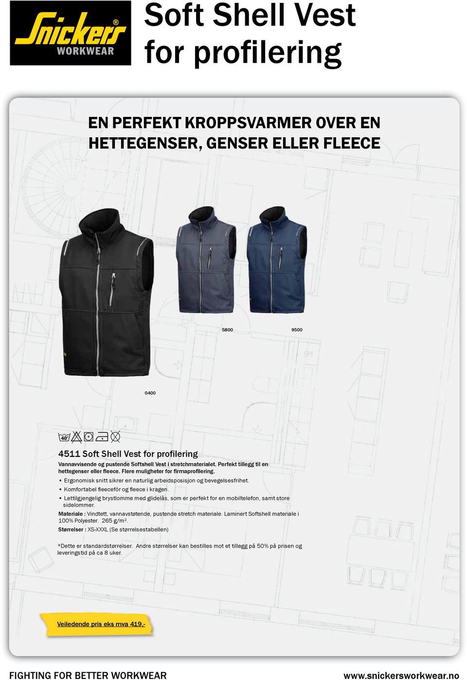 Komfortabel fleecefór og fleece i kragen. Lettilgjengelig brystlomme med glidelås, som er perfekt for en mobiltelefon, samt store sidelommer.