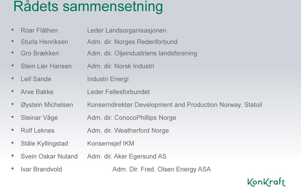 Oljeindustriens landsforening Stein Lier Hansen Adm. dir.