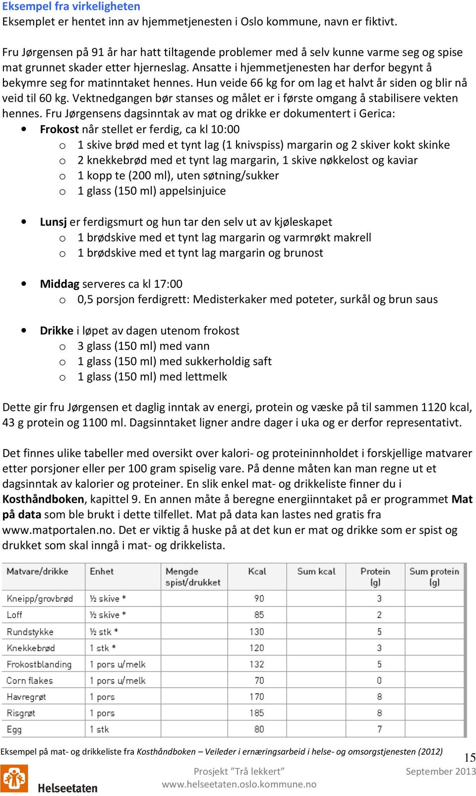 Ansatte i hjemmetjenesten har derfor begynt å bekymre seg for matinntaket hennes. Hun veide 66 kg for om lag et halvt år siden og blir nå veid til 60 kg.