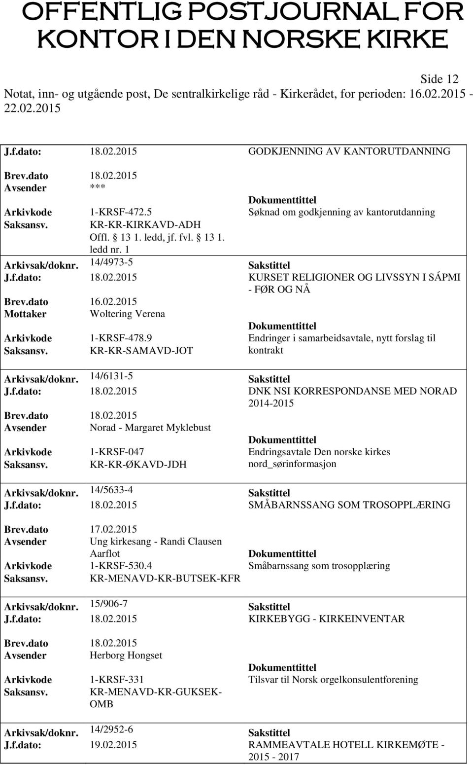 9 Endringer i samarbeidsavtale, nytt forslag til Saksansv. KR-KR-SAMAVD-JOT kontrakt Arkivsak/doknr. 14/6131-5 Sakstittel J.f.dato: 18.02.