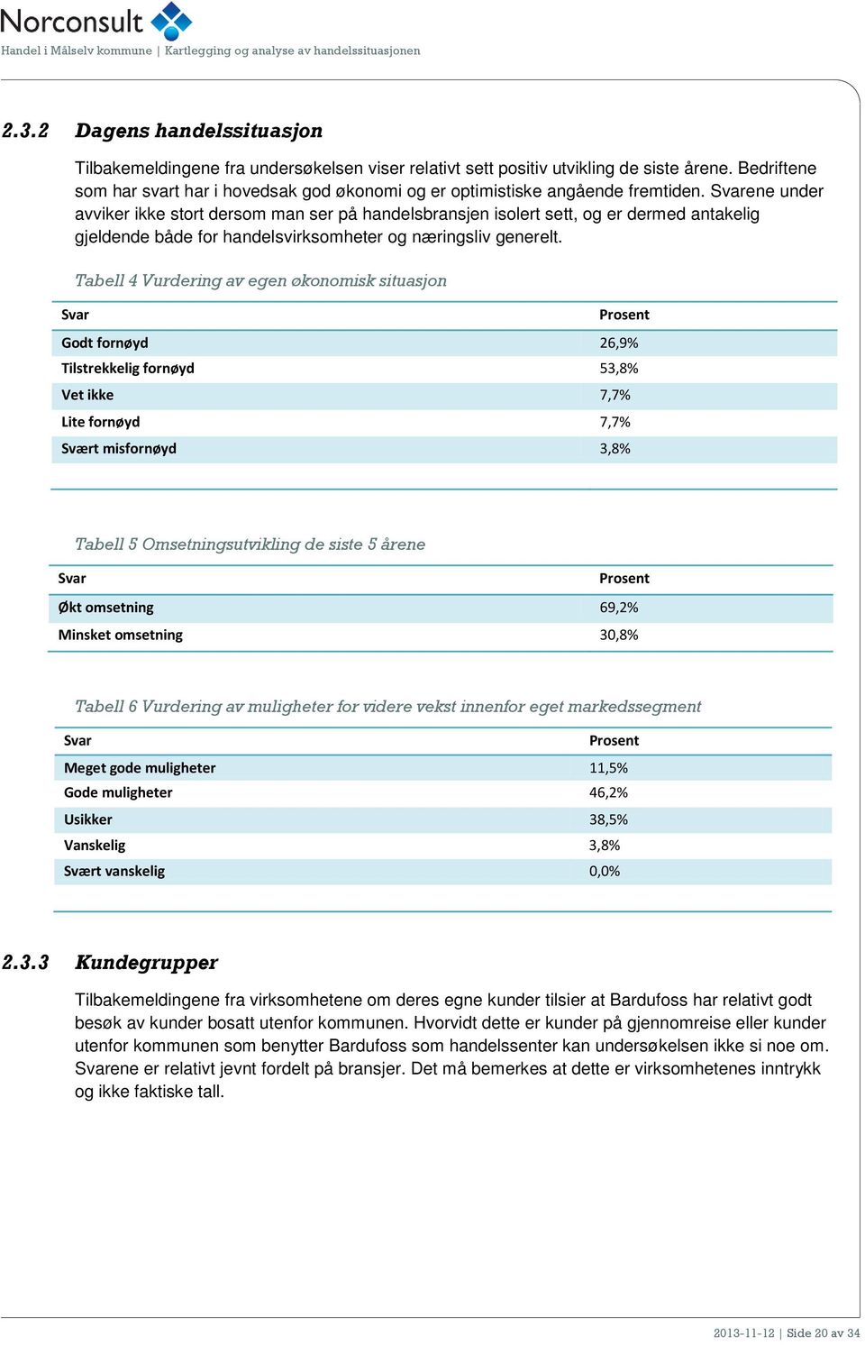 Svarene under avviker ikke stort dersom man ser på handelsbransjen isolert sett, og er dermed antakelig gjeldende både for handelsvirksomheter og næringsliv generelt.