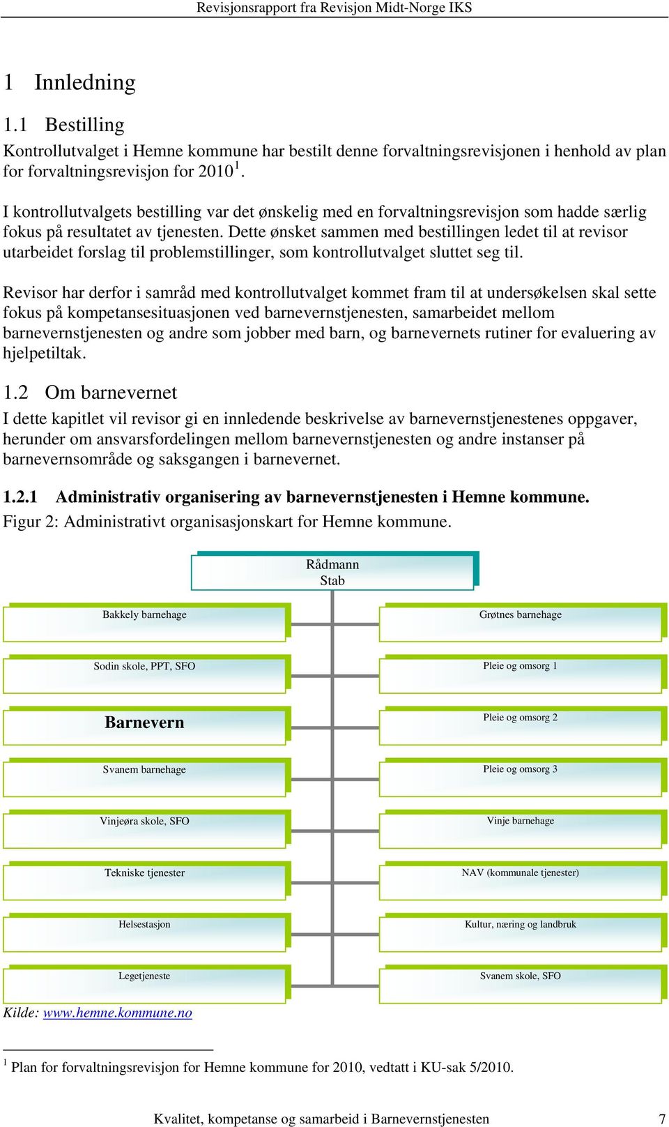 Dette ønsket sammen med bestillingen ledet til at revisor utarbeidet forslag til problemstillinger, som kontrollutvalget sluttet seg til.