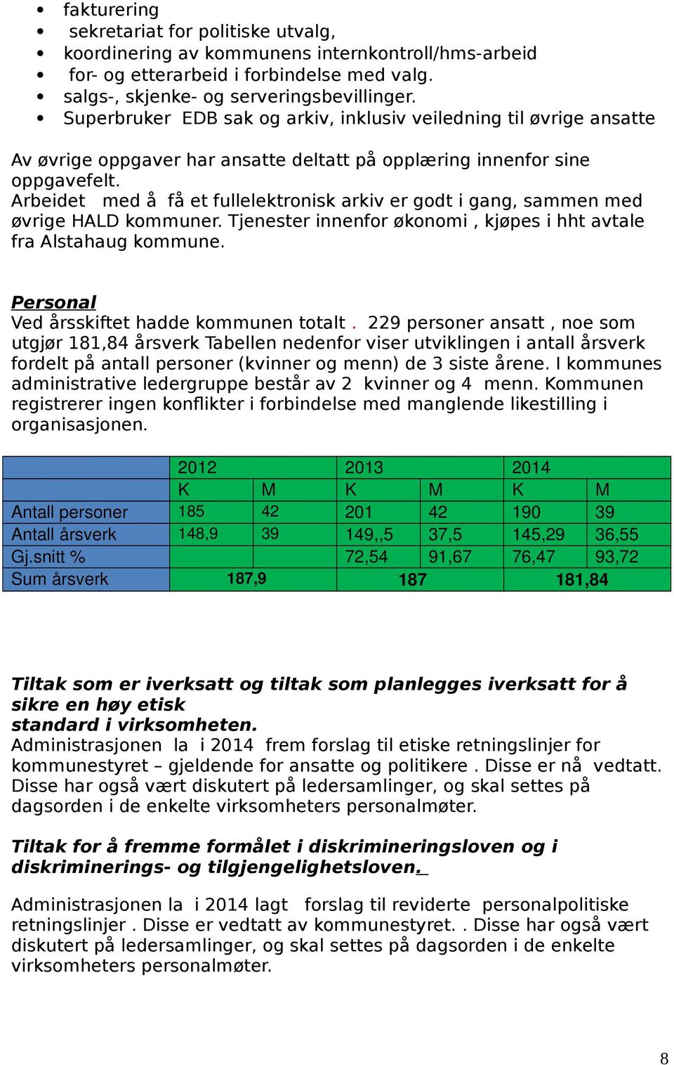 Arbeidet med å få et fullelektronisk arkiv er godt i gang, sammen med øvrige HALD kommuner. Tjenester innenfor økonomi, kjøpes i hht avtale fra Alstahaug kommune.