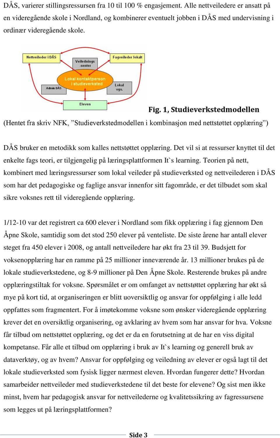 1, Studieverkstedmodellen (Hentet fra skriv NFK, Studieverkstedmodellen i kombinasjon med nettstøttet opplæring ) DÅS bruker en metodikk som kalles nettstøttet opplæring.