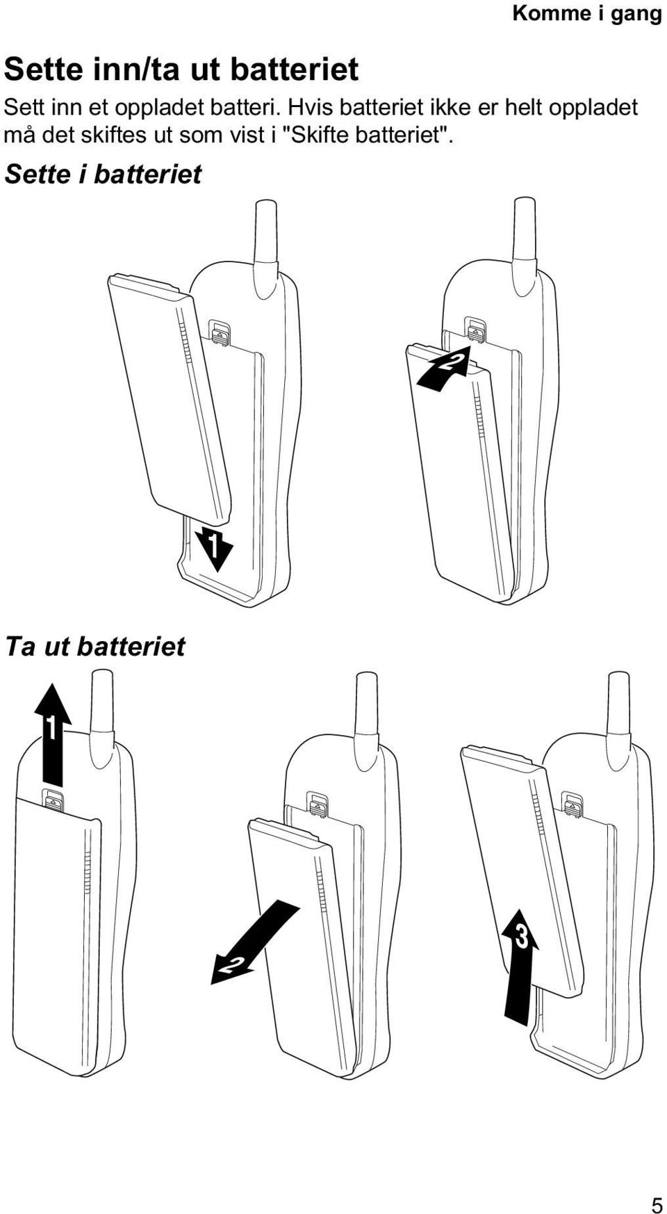 Hvis batteriet ikke er helt oppladet må det