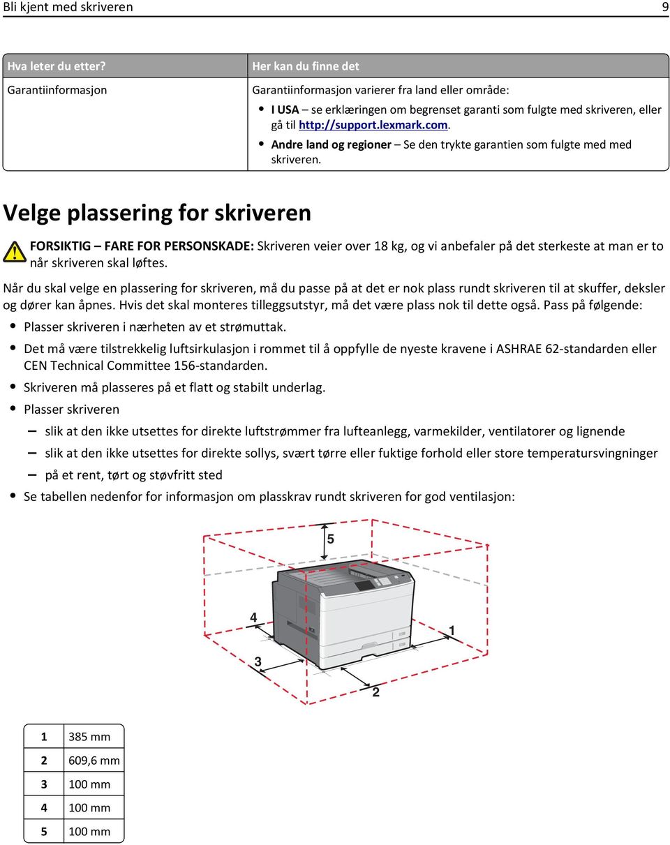 Andre land og regioner Se den trykte garantien som fulgte med med skriveren.