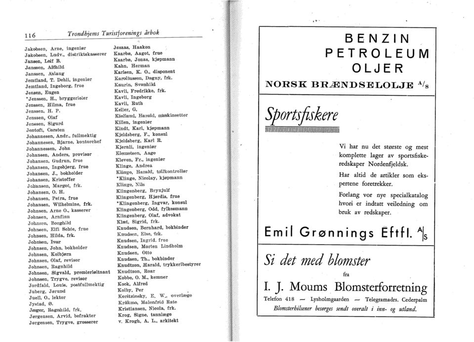 , fullmektig Johannesen, Bjarne, kontorohef J'ohannessen, John Johansen, Anders, provisor Johansen, Gudrun, frue Johansen, Ingebjørg, frue Johansen, J.