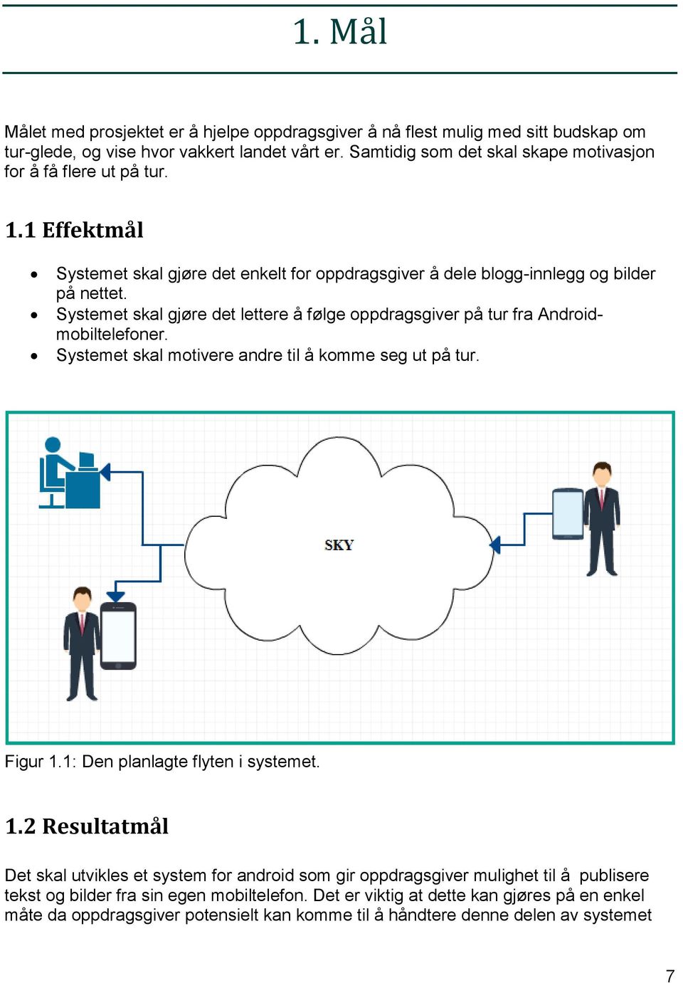 Systemet skal gjøre det lettere å følge oppdragsgiver på tur fra Androidmobiltelefoner. Systemet skal motivere andre til å komme seg ut på tur. Figur 1.