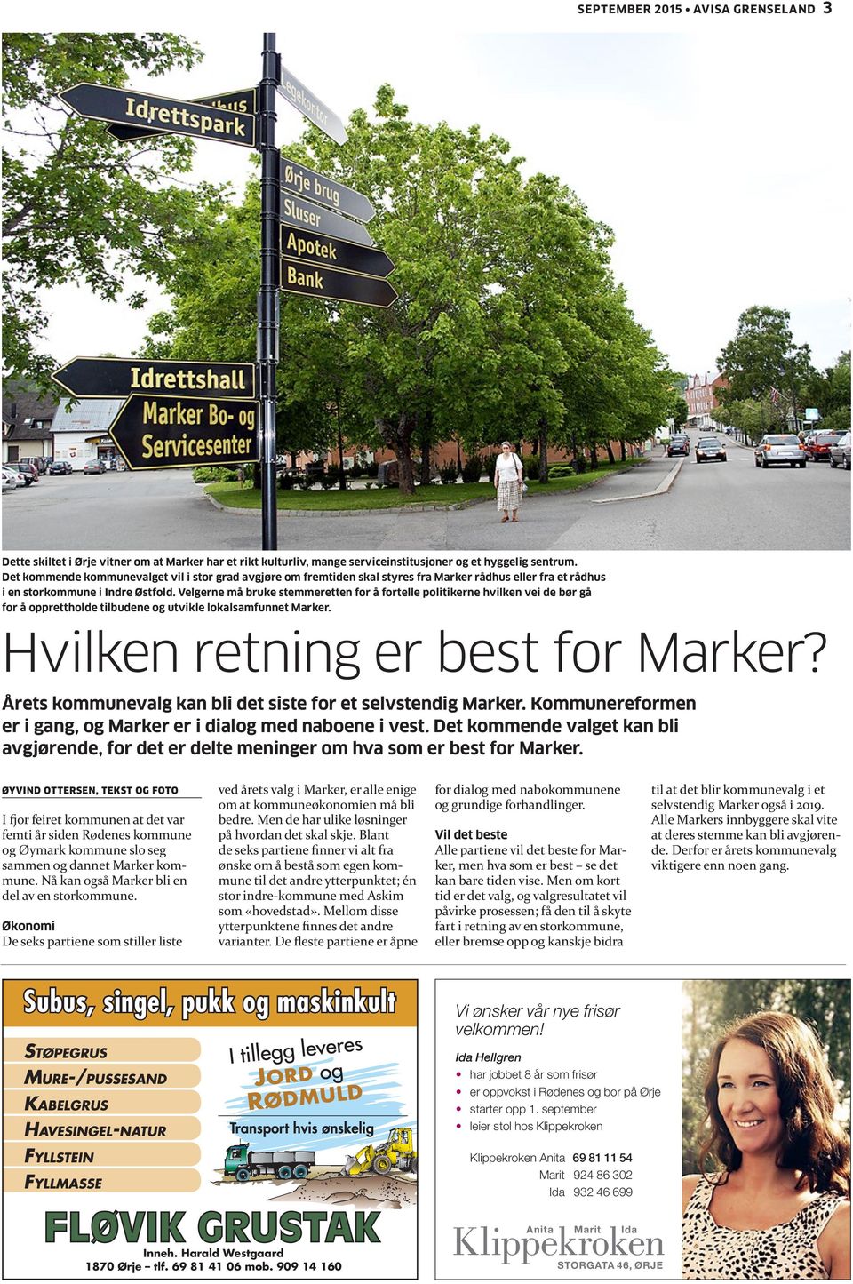 Velgerne må bruke stemmeretten for å fortelle politikerne hvilken vei de bør gå for å opprettholde tilbudene og utvikle lokalsamfunnet Marker. Hvilken retning er best for Marker?