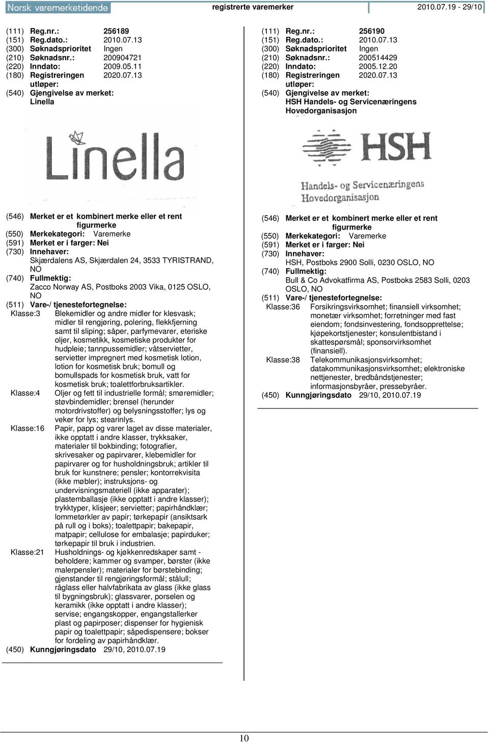 13 HSH Handels- og Servicenæringens Hovedorganisasjon (546) Merket er et kombinert merke eller et rent figurmerke (550) Merkekategori: Varemerke (591) Merket er i farger: Nei Skjærdalens AS,