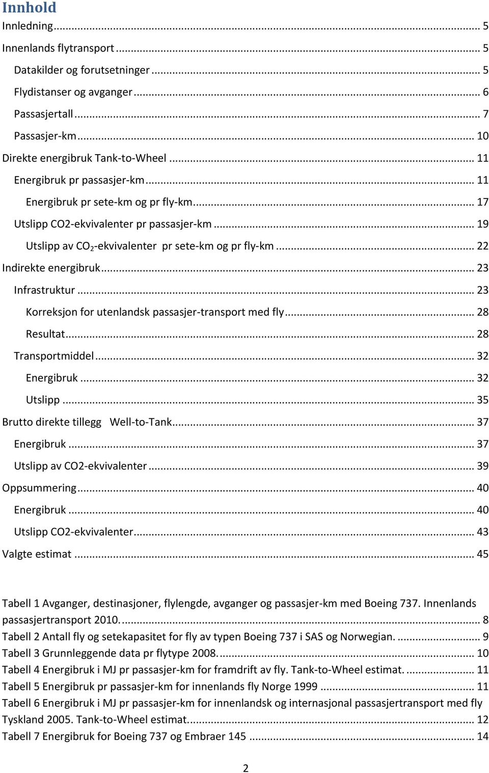 .. 22 Indirekte energibruk... 23 Infrastruktur... 23 Korreksjon for utenlandsk passasjer-transport med fly... 28 Resultat... 28 Transportmiddel... 32 Energibruk... 32 Utslipp.