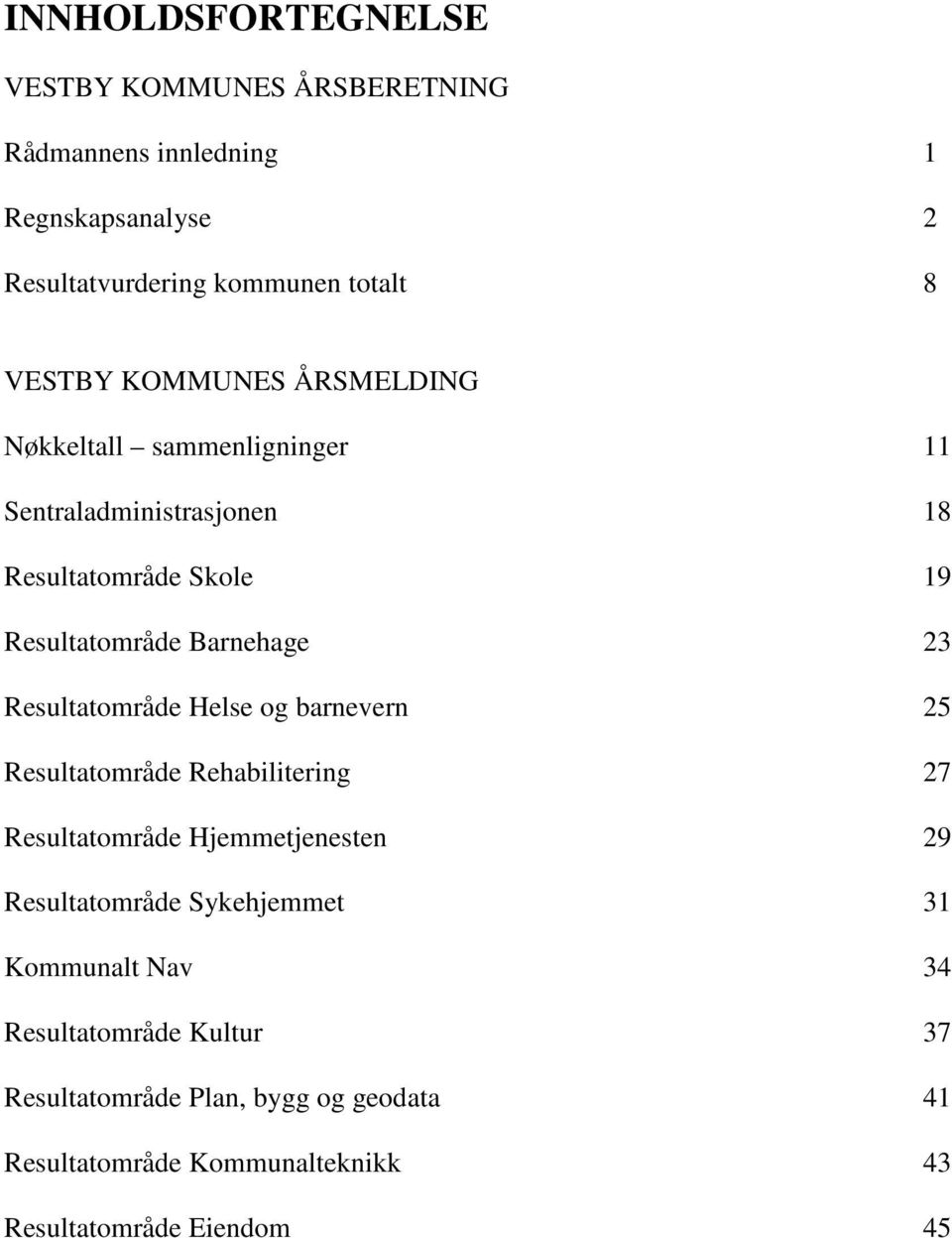 område Barnehage 23 område Helse og barnevern 25 område Rehabilitering 27 område Hjemmetjenesten 29 område