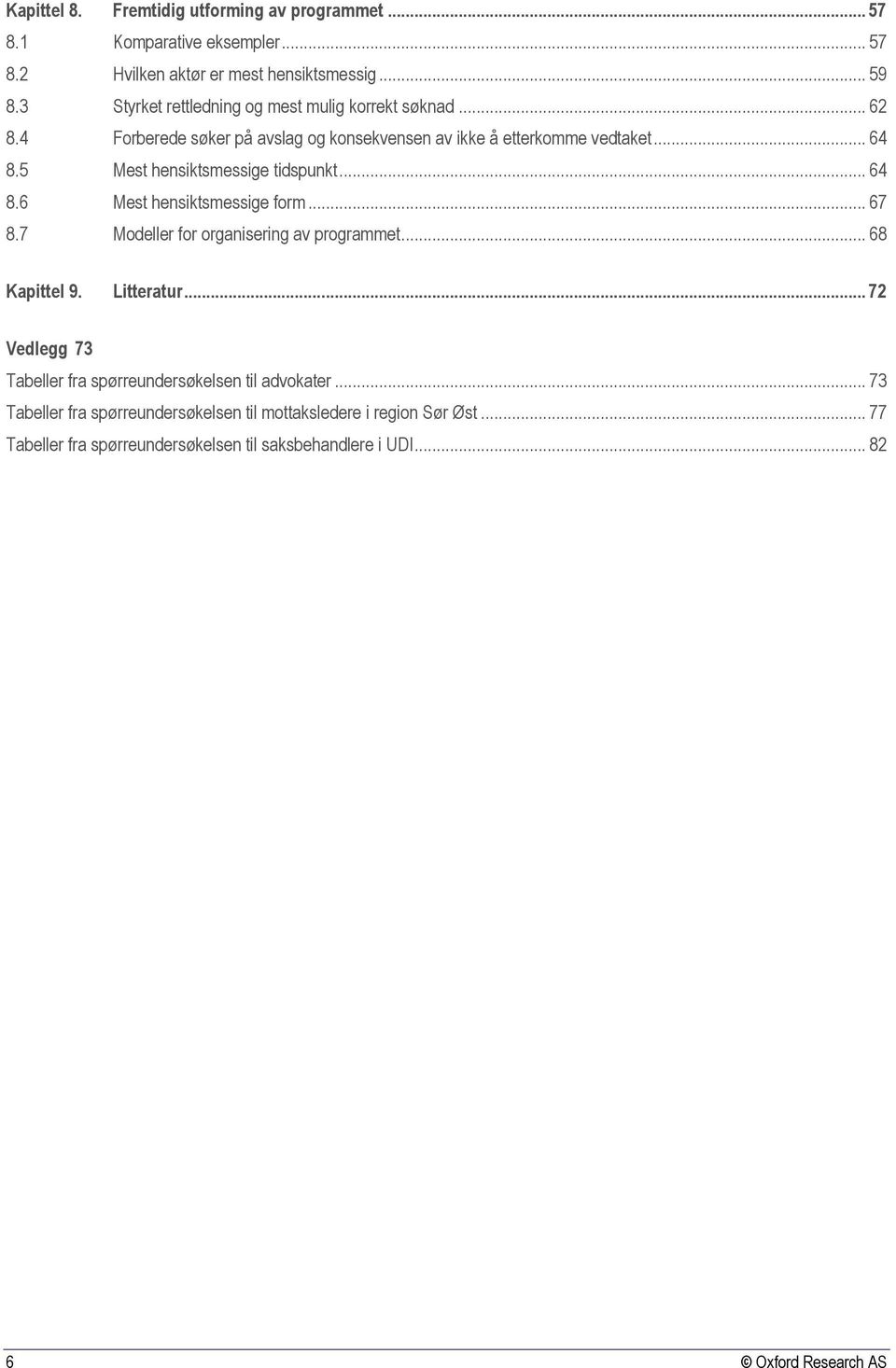 5 Mest hensiktsmessige tidspunkt... 64 8.6 Mest hensiktsmessige form... 67 8.7 Modeller for organisering av programmet... 68 Kapittel 9. Litteratur.