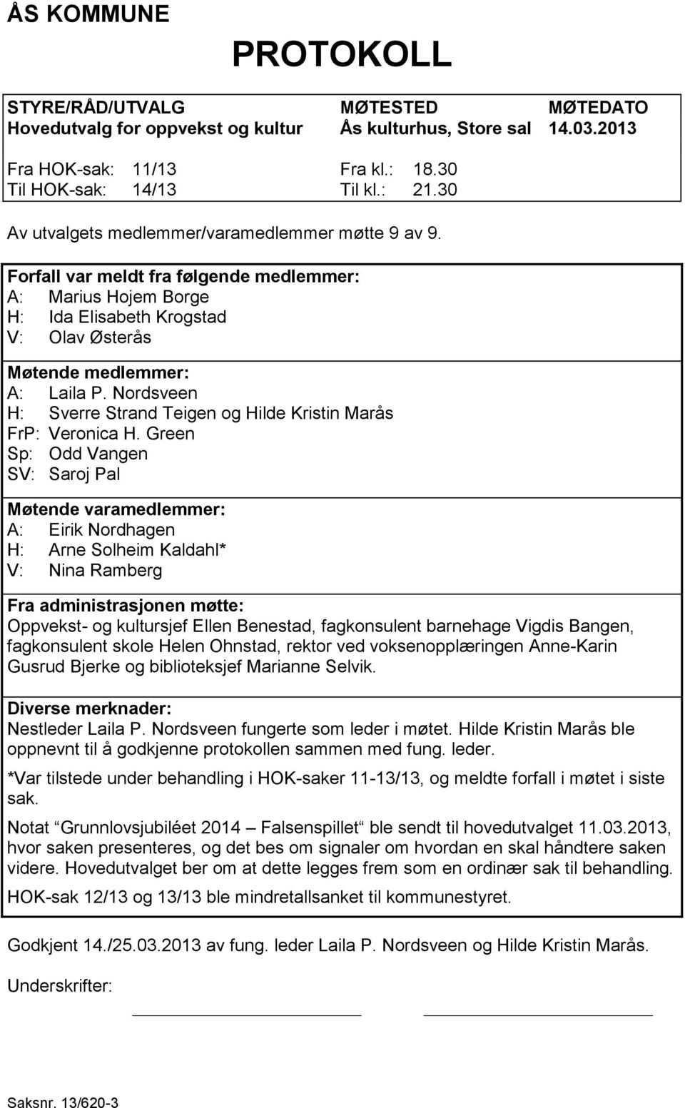 Nordsveen H: Sverre Strand Teigen og Hilde Kristin Marås FrP: Veronica H.