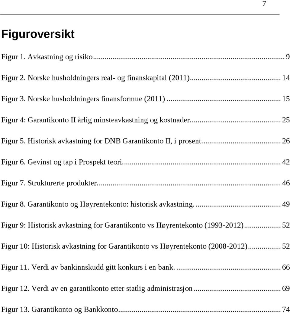 Strukturerte produkter.... 46 Figur 8. Garantikonto og Høyrentekonto: historisk avkastning.... 49 Figur 9: Historisk avkastning for Garantikonto vs Høyrentekonto (1993-2012).