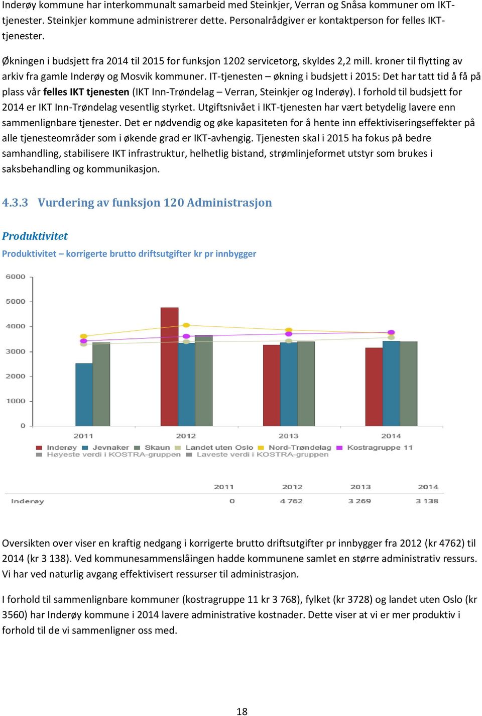 IT-tjenesten økning i budsjett i 2015: Det har tatt tid å få på plass vår felles IKT tjenesten (IKT Inn-Trøndelag Verran, Steinkjer og Inderøy).