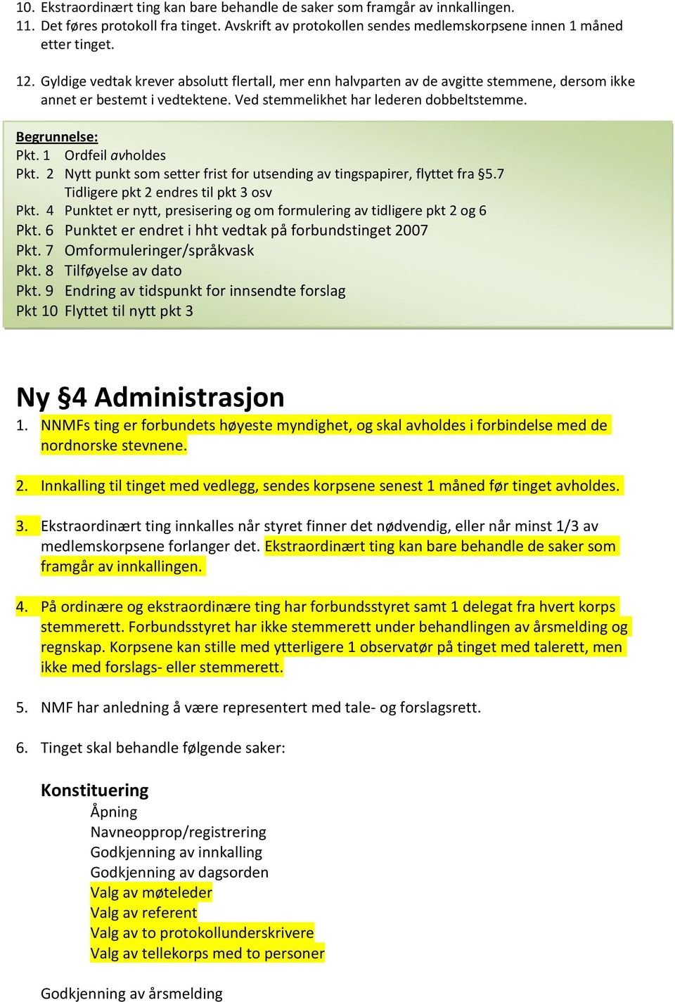 1 Ordfeil avholdes Pkt. 2 Nytt punkt som setter frist for utsending av tingspapirer, flyttet fra 5.7 Tidligere pkt 2 endres til pkt 3 osv Pkt.