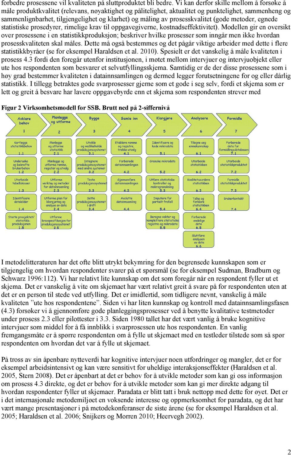 av prosesskvalitet (gode metoder, egnede statistiske prosedyrer, rimelige krav til oppgavegiverne, kostnadseffektivitet).