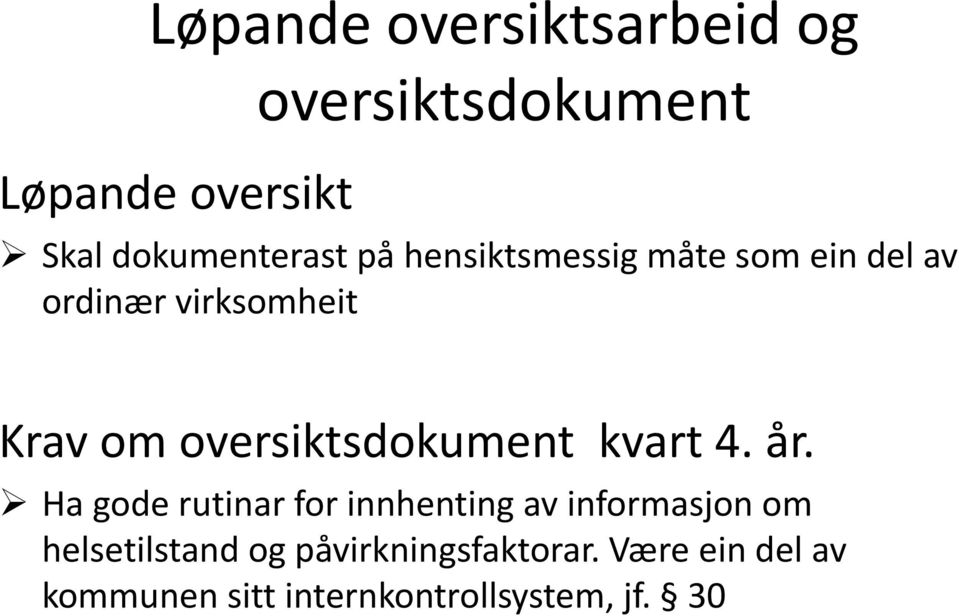 oversiktsdokument kvart 4. år.