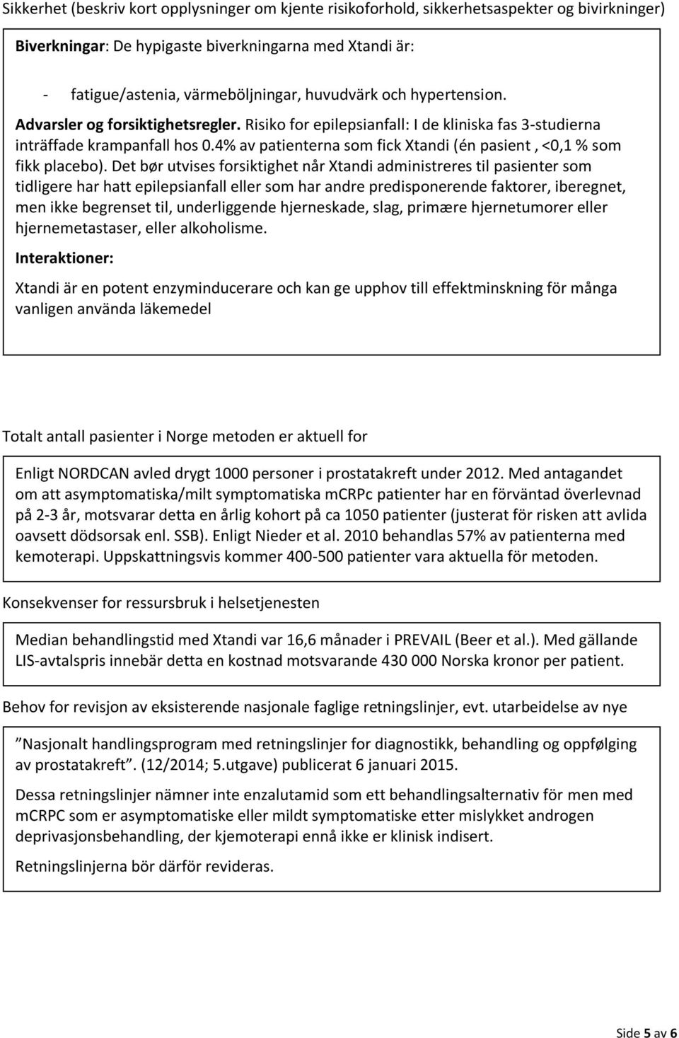 4% av patienterna som fick Xtandi (én pasient, <0,1 % som fikk placebo).