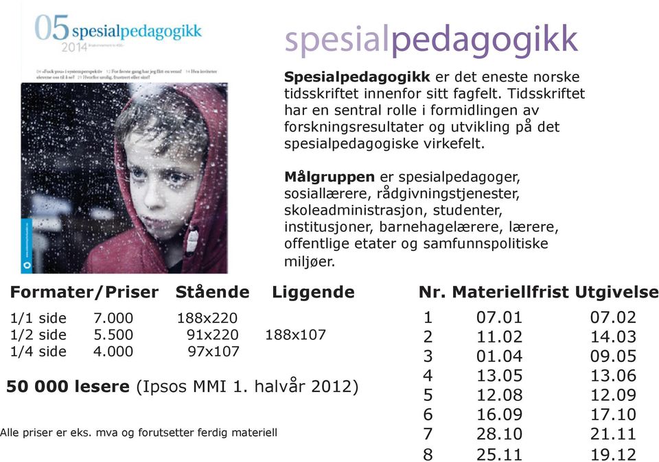 Tidsskriftet har en sentral rolle i formidlingen av forskningsresultater og utvikling på det spesialpedagogiske virkefelt.