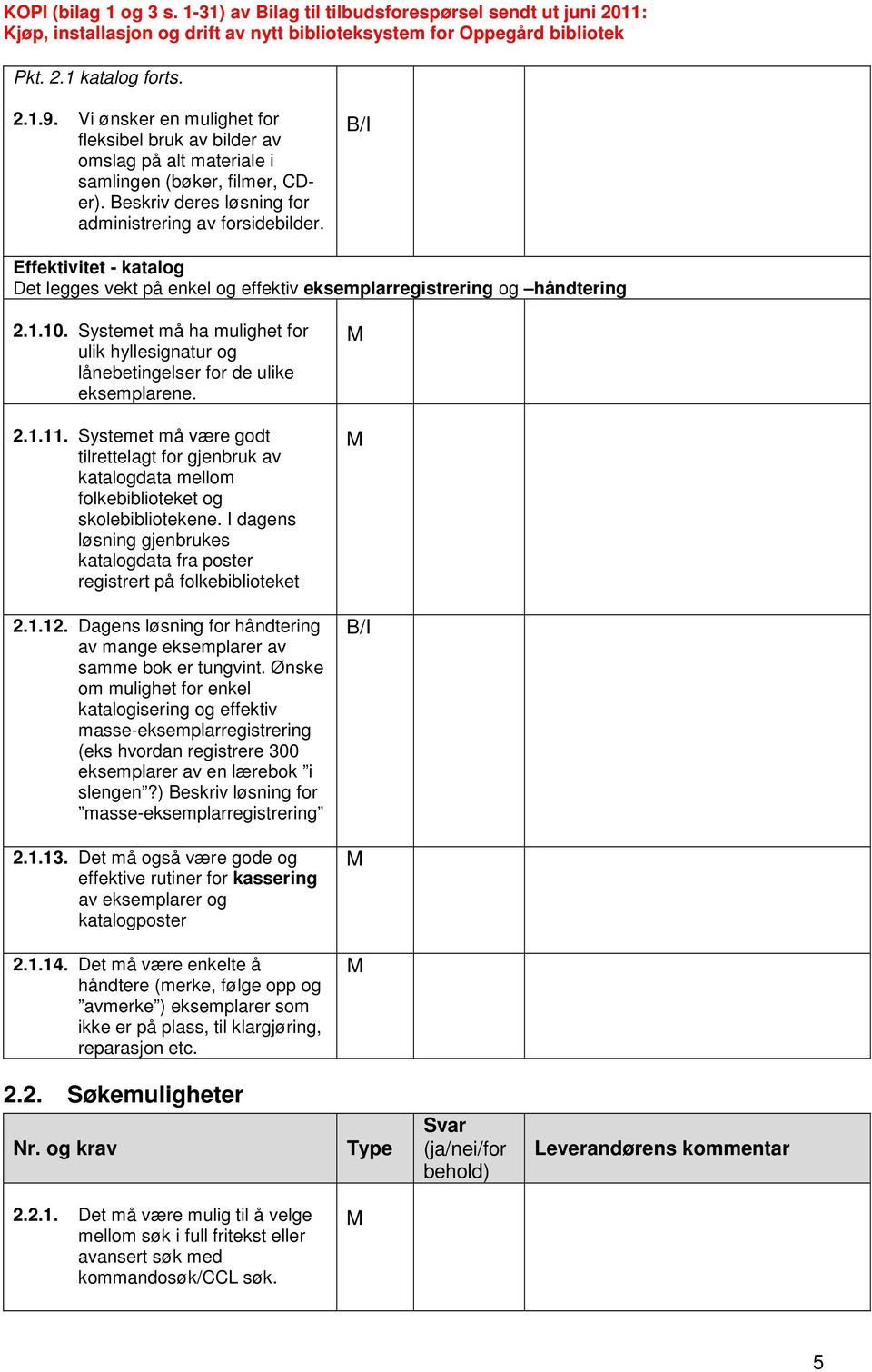 / Effektivitet - katalog Det legges vekt på enkel og effektiv eksemplarregistrering og håndtering 2.1.10. Systemet må ha mulighet for ulik hyllesignatur og lånebetingelser for de ulike eksemplarene.