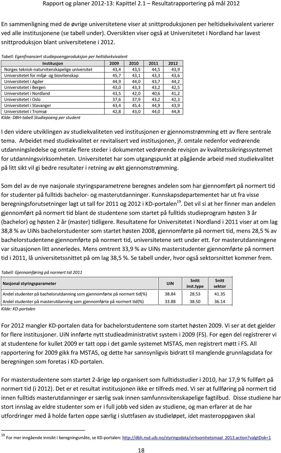 Oversikten viser også at Universitetet i Nordland har lavest snittproduksjon blant universitetene i 2012.