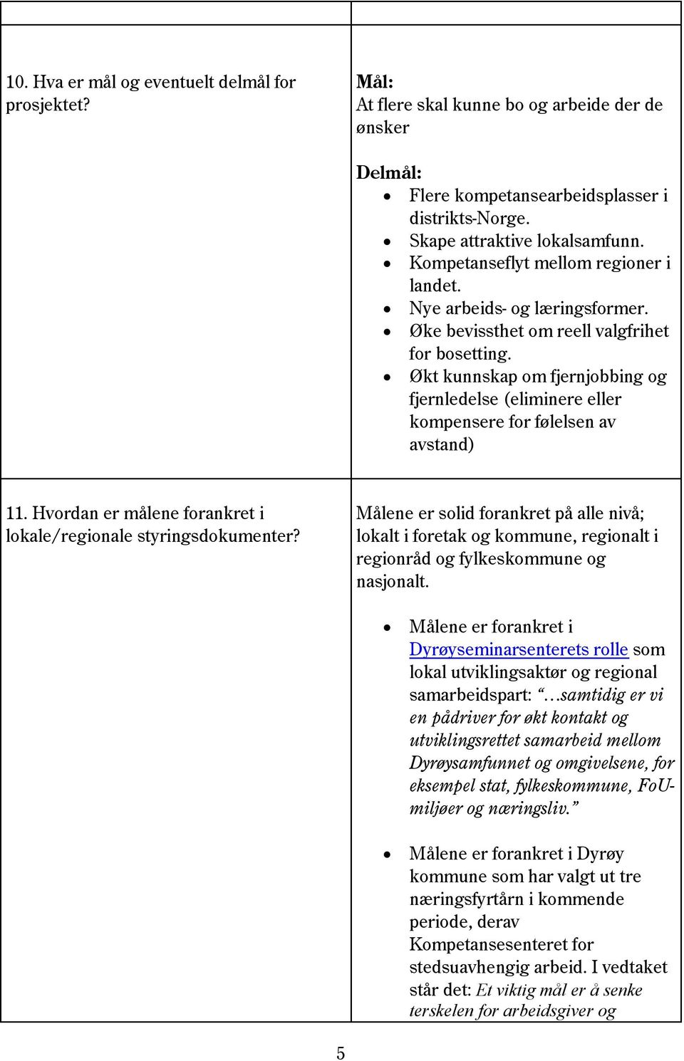 Økt kunnskap om fjernjobbing og fjernledelse (eliminere eller kompensere for følelsen av avstand) 11. Hvordan er målene forankret i lokale/regionale styringsdokumenter?