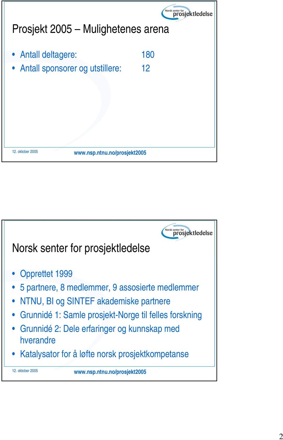 BI og SINTEF akademiske partnere Grunnidé 1: Samle prosjekt-norge til felles forskning Grunnidé