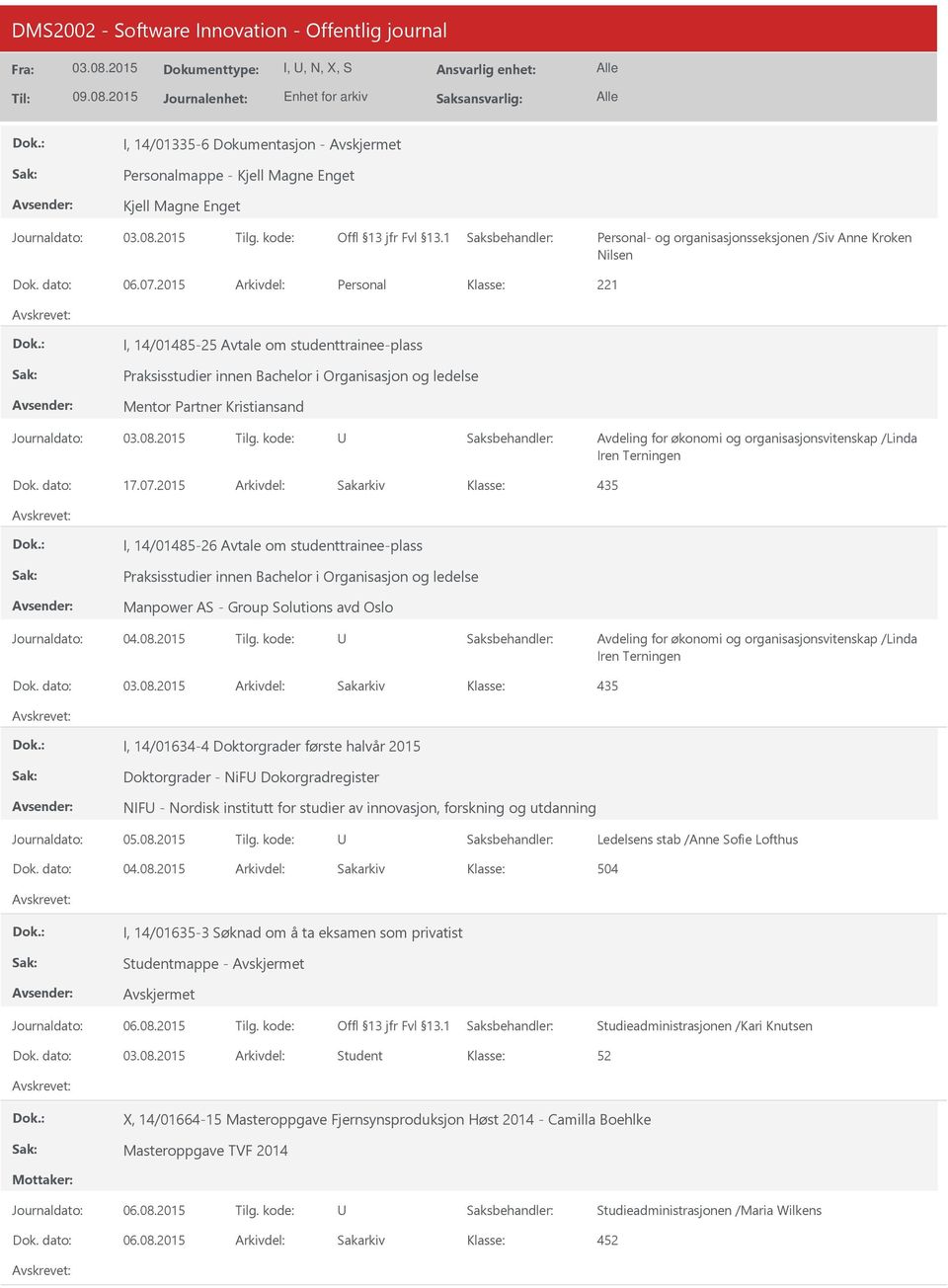 organisasjonsvitenskap /Linda Iren Terningen Dok. dato: 17.07.