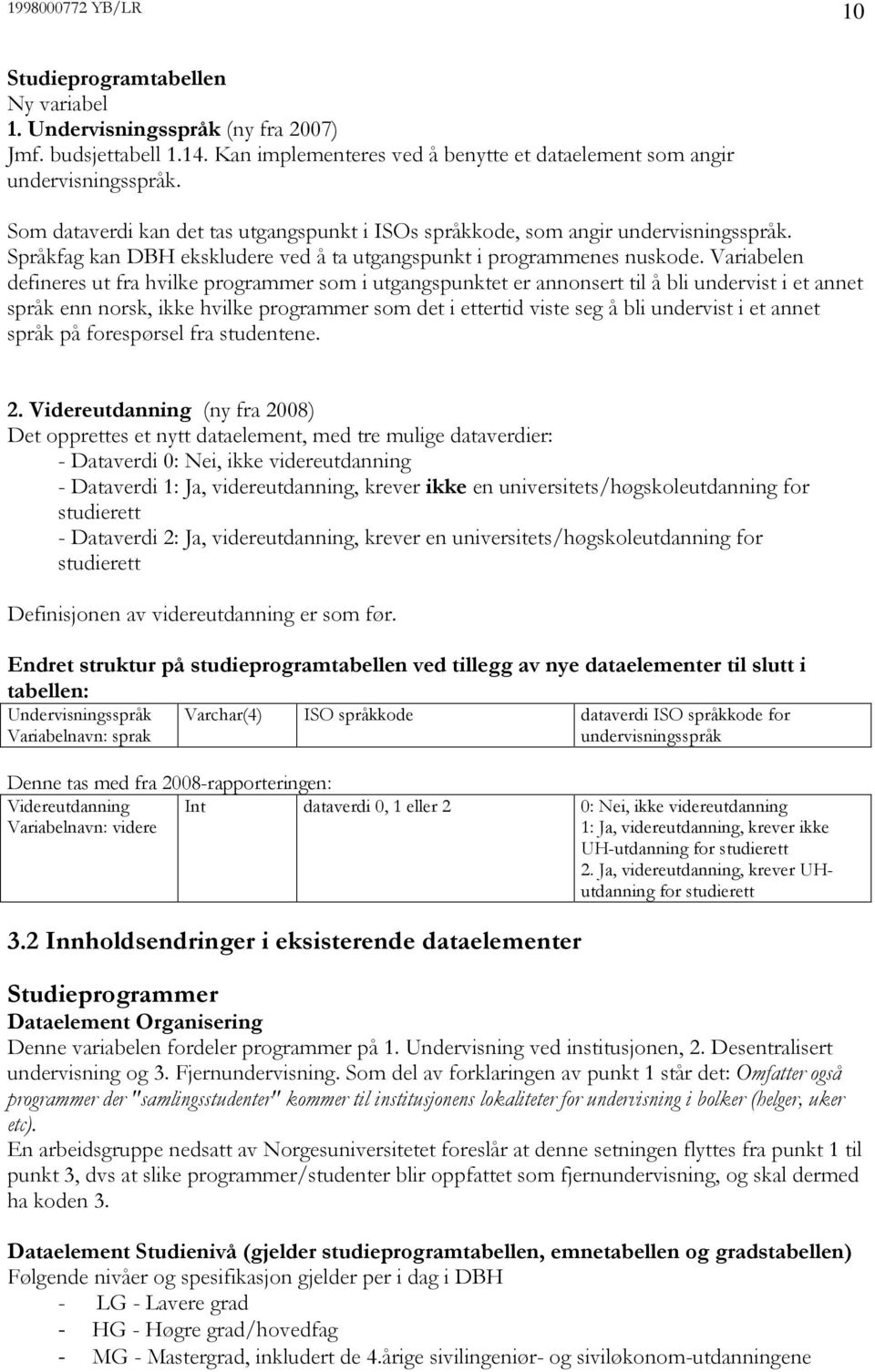 Variabelen defineres ut fra hvilke programmer som i utgangspunktet er annonsert til å bli undervist i et annet språk enn norsk, ikke hvilke programmer som det i ettertid viste seg å bli undervist i