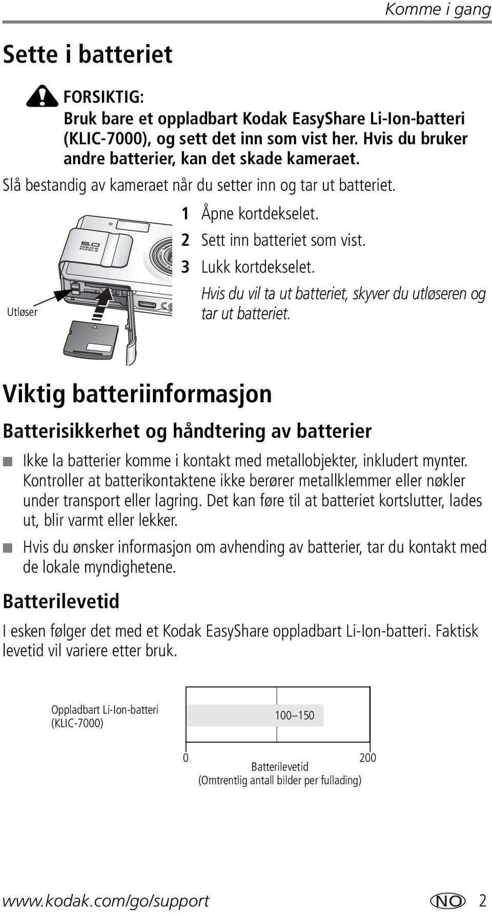 Utløser Hvis du vil ta ut batteriet, skyver du utløseren og tar ut batteriet.