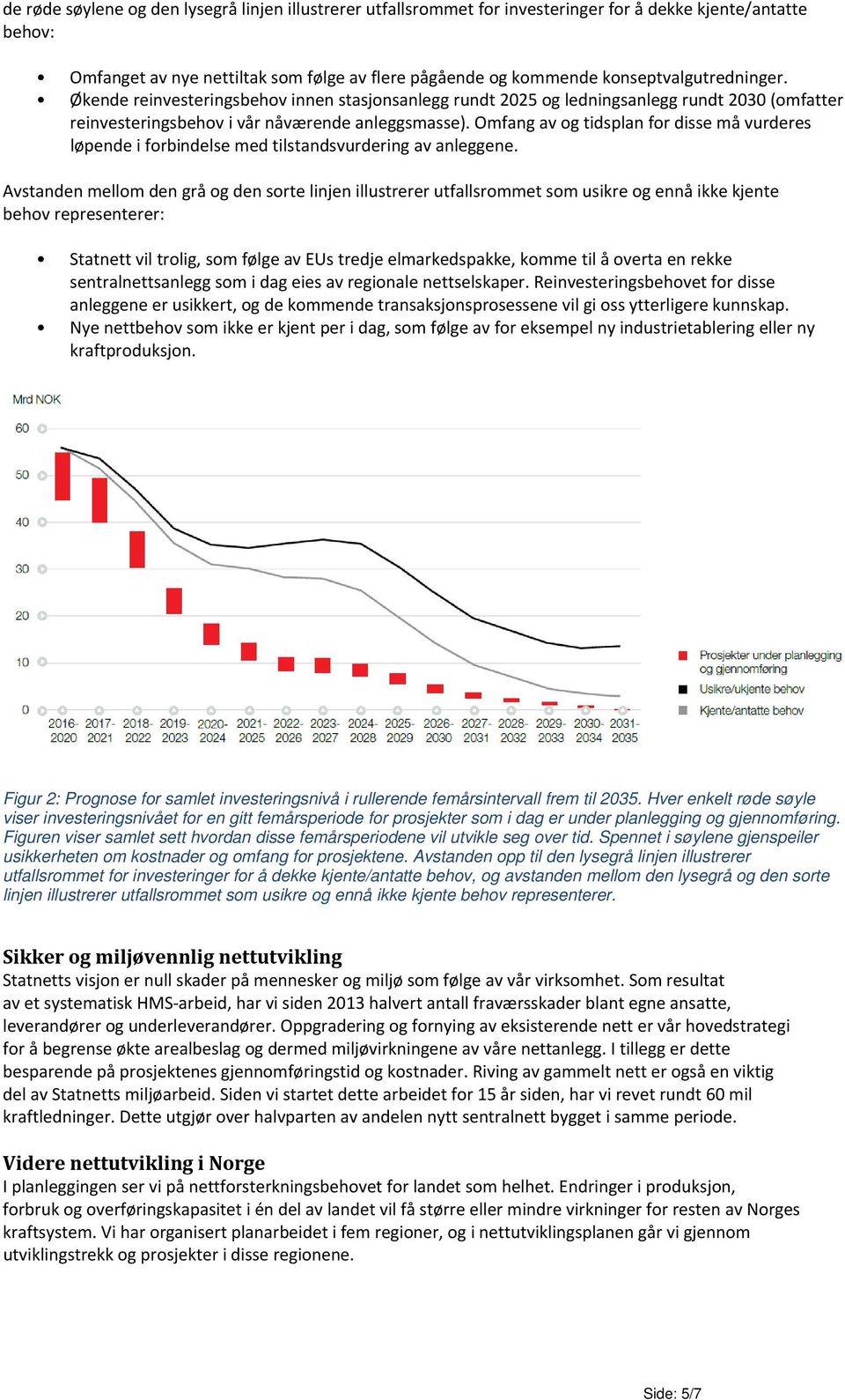 Omfang av og tidsplan for disse må vurderes løpende i forbindelse med tilstandsvurdering av anleggene.