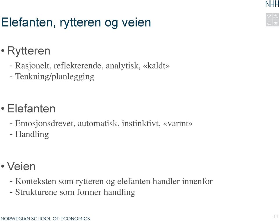 automatisk, instinktivt, «varmt» - Handling Veien - Konteksten som