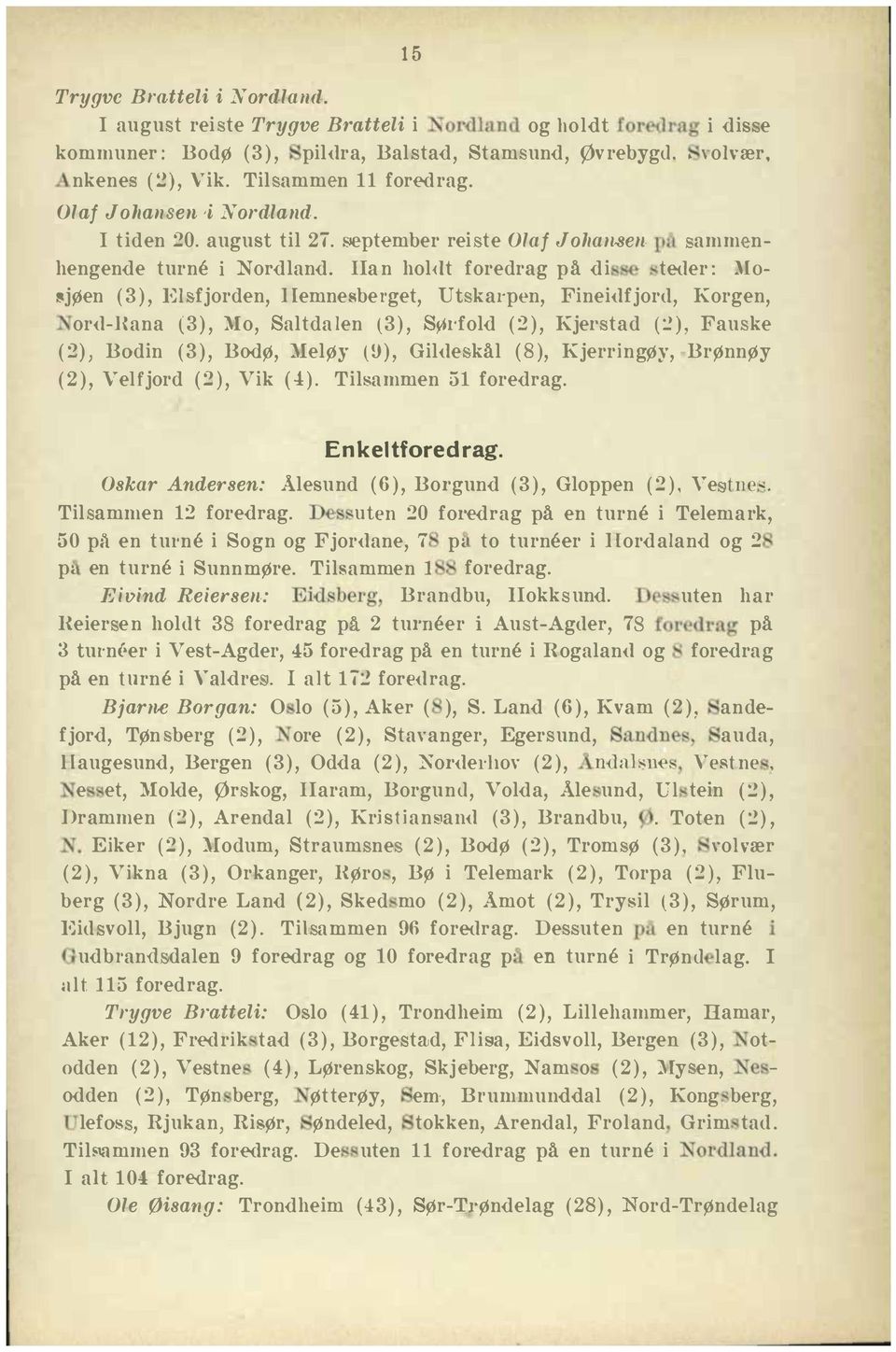 Ut kal'pen, Fineidfjord, Korgen, ord-r ana ( ), Mo, altda len ( ), Øl'fold ( ), Kjel' tad ( ), Fau ke ( ) Bodin ( ), BodØ, Meløy ( 9 ), Gilde kål ( ), Kjerringøy, Brønnøy ( ), VeHjord ( ), Vik ( 4 )