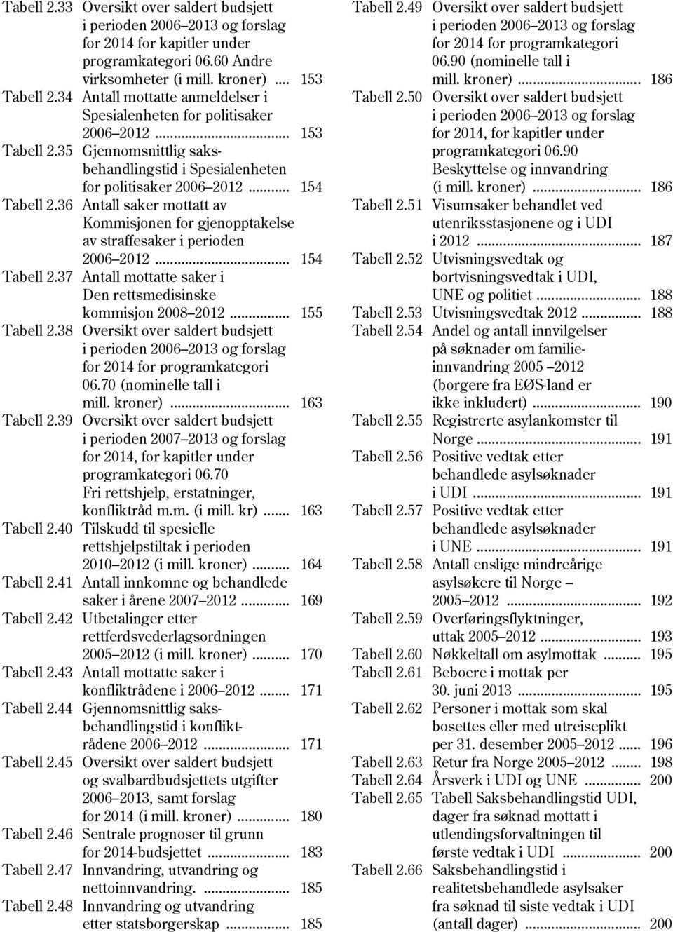 36 Antall saker mottatt av Kommisjonen for gjenopptakelse av straffesaker i perioden 2006 2012... 154 Tabell 2.37 Antall mottatte saker i Den rettsmedisinske kommisjon 2008 2012... 155 Tabell 2.