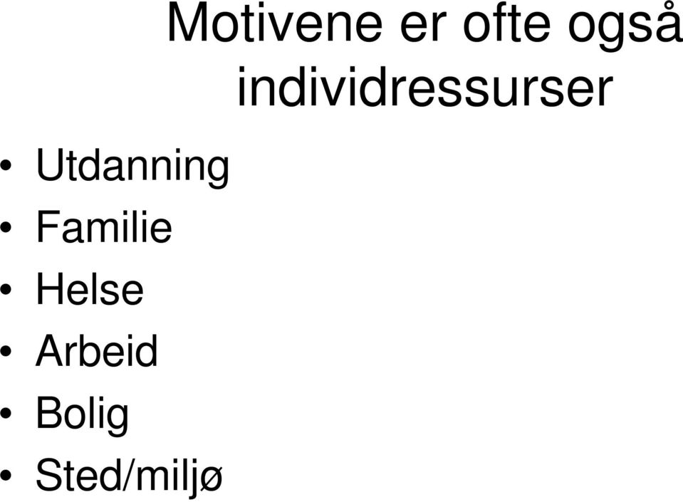 Sted/miljø Motivene