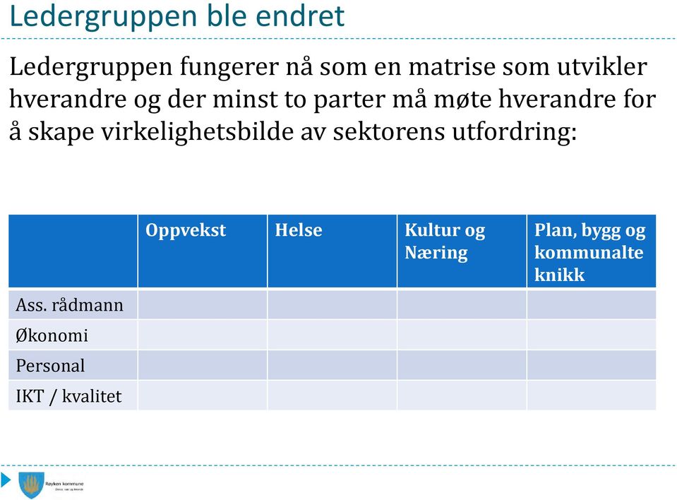 virkelighetsbilde av sektorens utfordring: Ass.