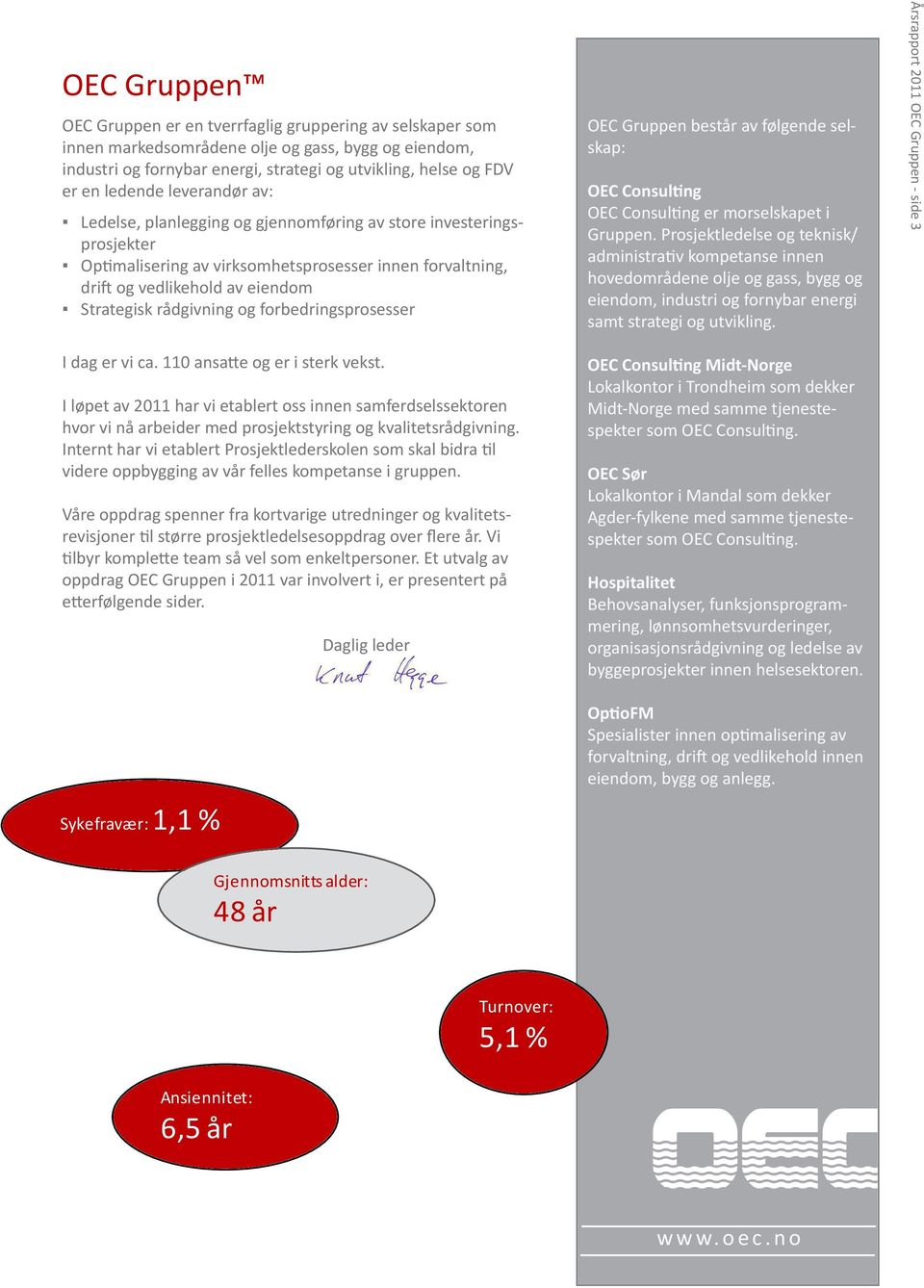 rådgivning og forbedringsprosesser OEC Gruppen består av følgende selskap: OEC Consulting OEC Consulting er morselskapet i Gruppen.