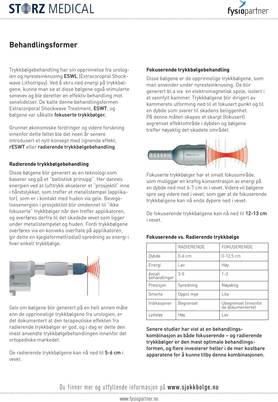 De kalte denne behandlingsformen Extracorporal Shockwave Treatment, ESWT, og bølgene var såkalte fokuserte trykkbølger.