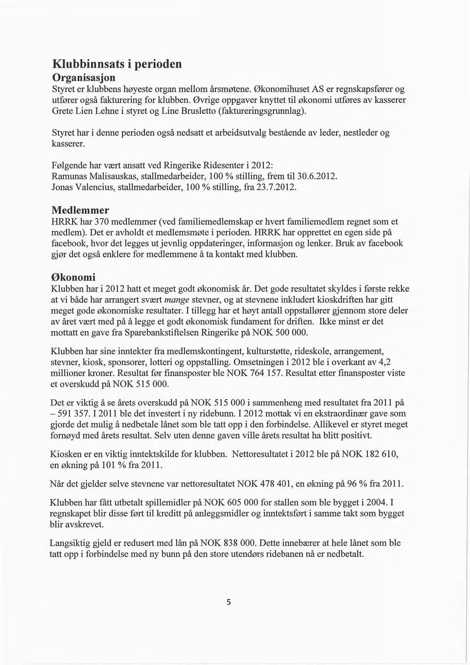 Styret har i denne perioden også nedsatt et arbeidsutvalg bestående av leder, nestleder og kasserer.