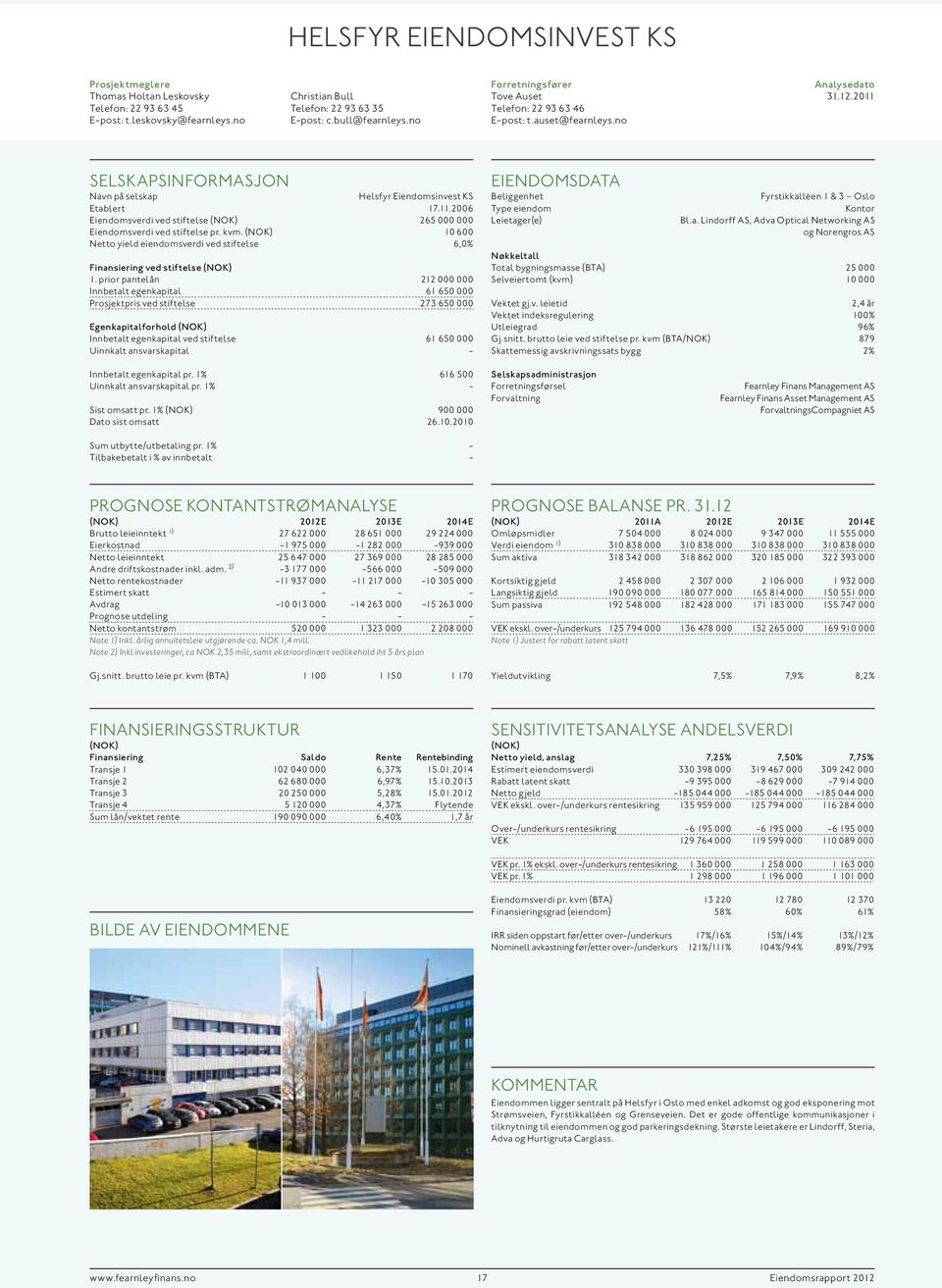 10 600 Netto yield eiendomsverdi ved stiftelse 6,0% Finansiering ved stiftelse 1.