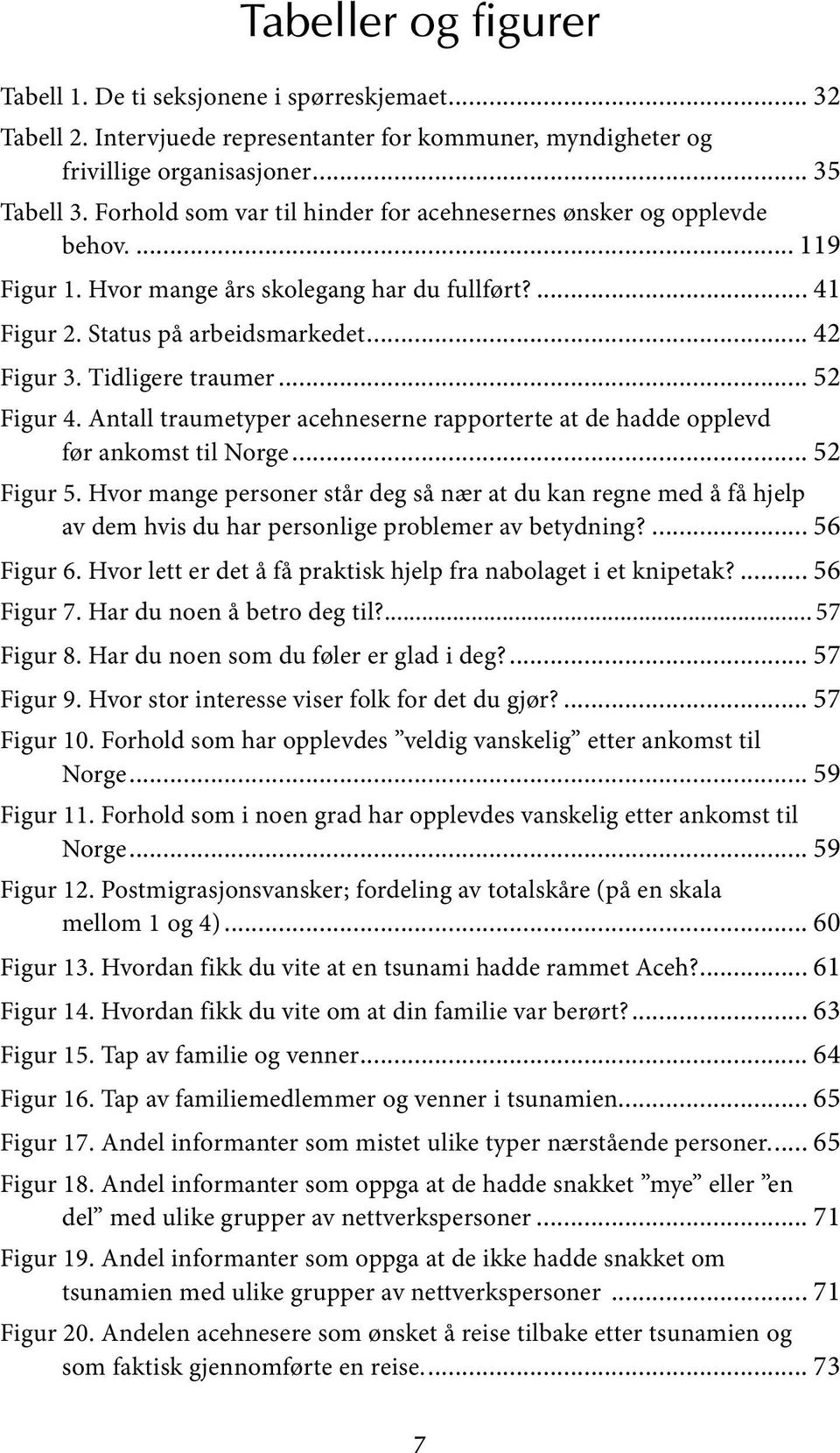 Tidligere traumer... 52 Figur 4. Antall traumetyper acehneserne rapporterte at de hadde opplevd før ankomst til Norge... 52 Figur 5.