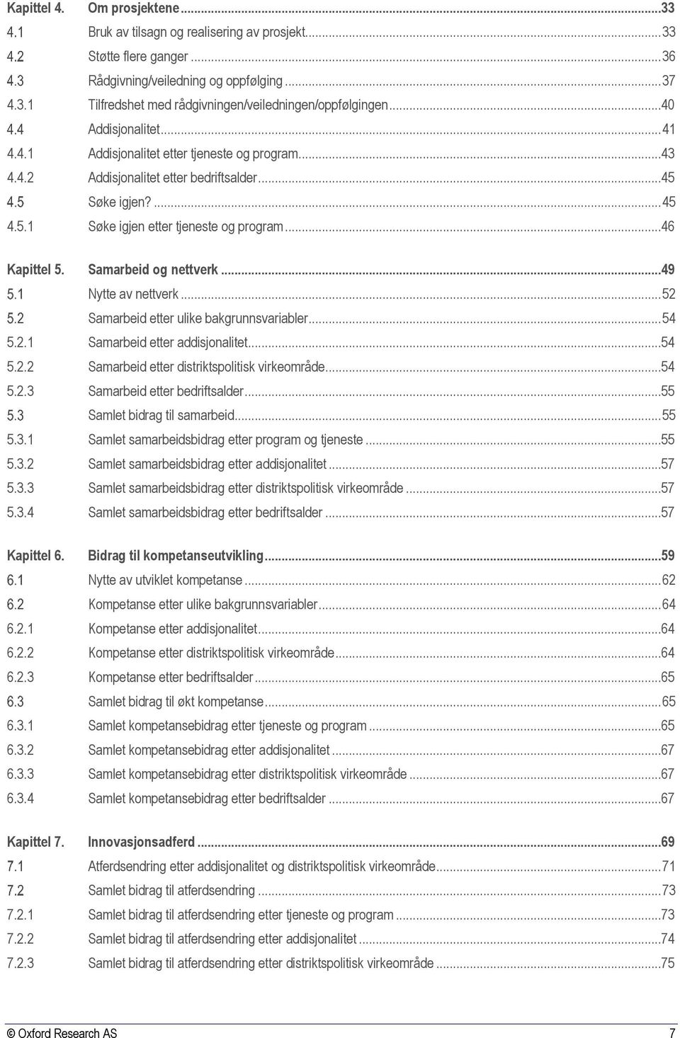 Samarbeid og nettverk...49 Nytte av nettverk... 52 Samarbeid etter ulike bakgrunnsvariabler... 54 5.2.1 Samarbeid etter addisjonalitet...54 5.2.2 Samarbeid etter distriktspolitisk virkeområde...54 5.2.3 Samarbeid etter bedriftsalder.