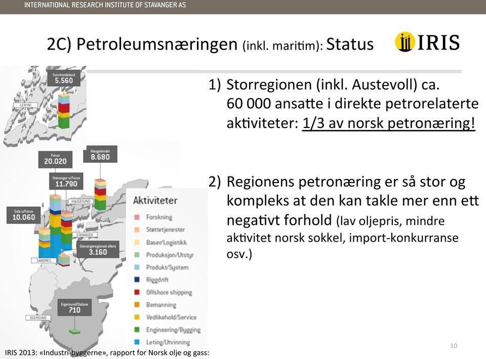 2) Regionens petronæring er så stor og kompleks at den kan takle mer enn et negaavt forhold (lav