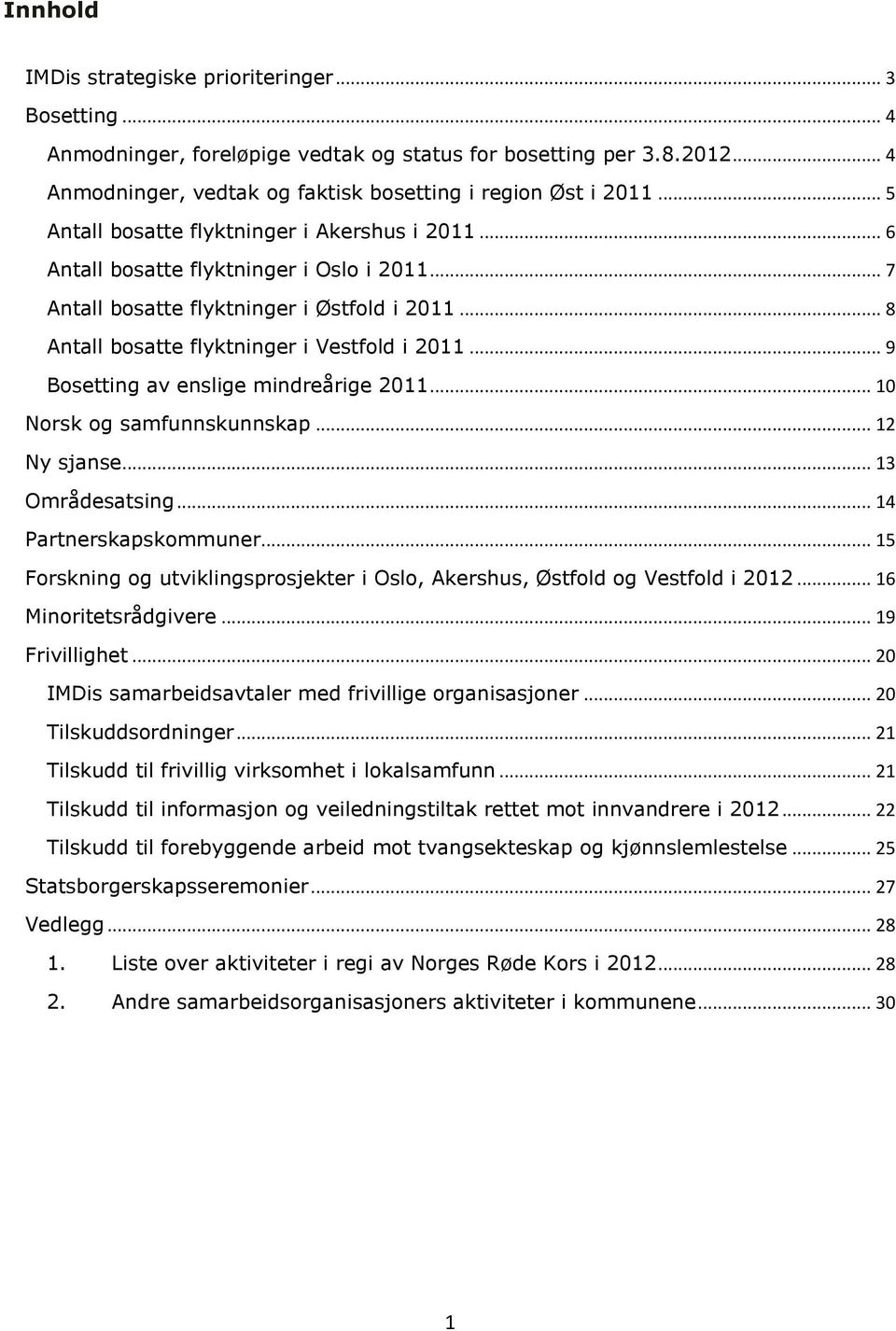 .. 9 Bosetting av enslige mindreårige 2011... 10 Norsk og samfunnskunnskap... 12 Ny sjanse... 13 Områdesatsing... 14 Partnerskapskommuner.