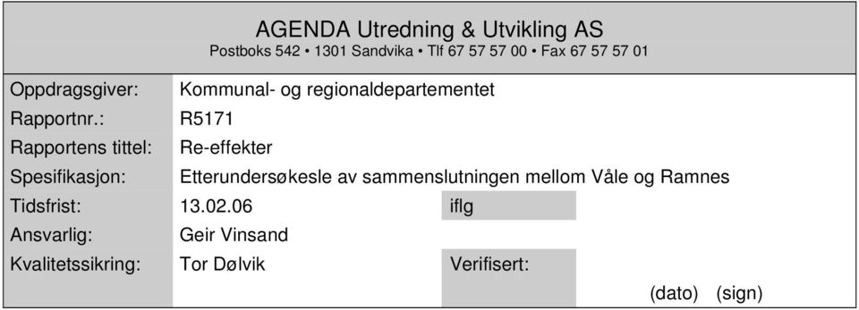 Sandvika Tlf 67 57 57 00 Fax 67 57 57 01 Kommunal- og regionaldepartementet R5171